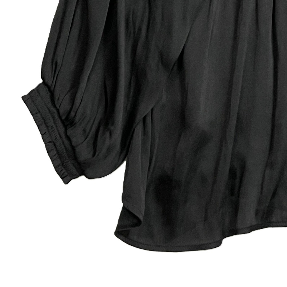 Torrid Size 4 Black Satin-Look Long Sleeve V-Neck Blouse Dressy Romantic - Picture 9 of 13